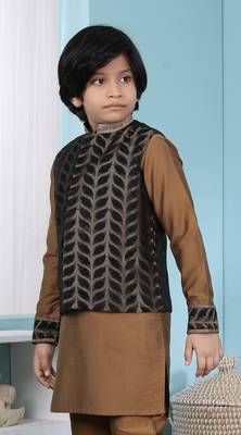 Black embroidered jamwar boys-nehru-jacket 2