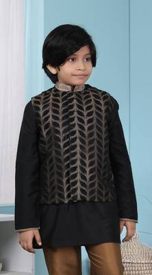 Black embroidered jamwar boys-nehru-jacket 1