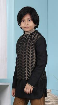 Black embroidered jamwar boys-nehru-jacket 2