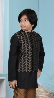 Black embroidered jamwar boys-nehru-jacket 3