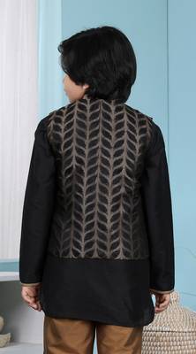 Black embroidered jamwar boys-nehru-jacket 4