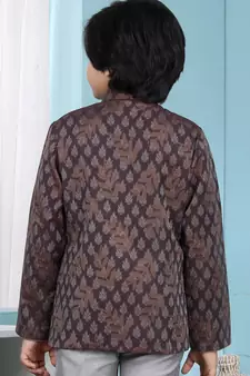 Brown printed banarasi silk boys-nehru-jacket
