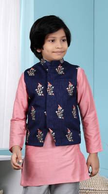 Blue embroidered jaquard boys-nehru-jacket 1