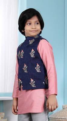 Blue embroidered jaquard boys-nehru-jacket 2