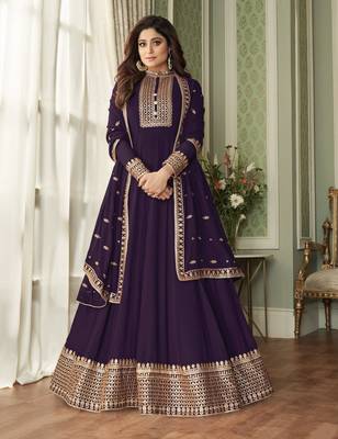 Purple embroidered georgette salwar 1