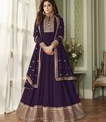 Purple embroidered georgette salwar