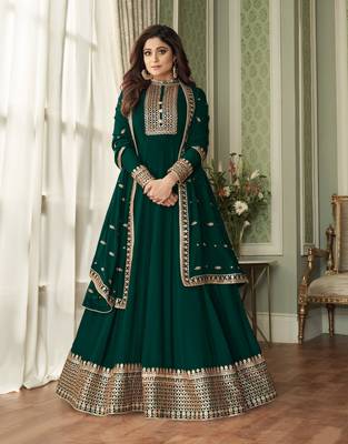 Green embroidered georgette salwar 1