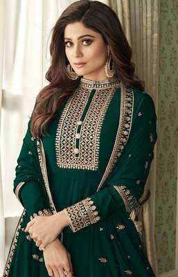Green embroidered georgette salwar 2