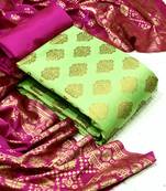  Pista Banarasi silk Unstitched dress material