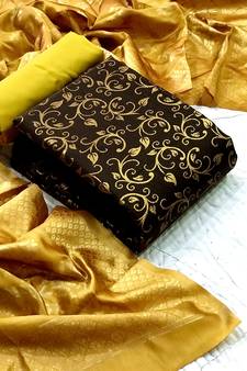  Coffee Banarasi silk Unstitched dress material