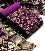  Purple Banarasi silk Unstitched dress material