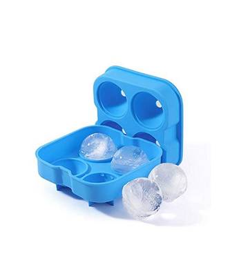 ilicone Spherical 4 Round Ball Whiskey Ice Cube Tray Maker Mold Funnel for Whiskey  Cocktails  Bourbon (Multi Color) 1