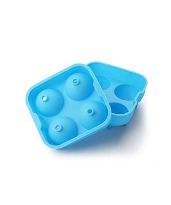 ilicone Spherical 4 Round Ball Whiskey Ice Cube Tray Maker Mold Funnel for Whiskey  Cocktails  Bourbon (Multi Color) 3