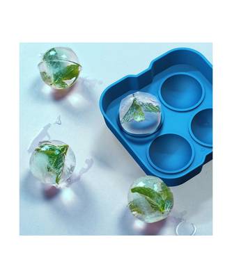 ilicone Spherical 4 Round Ball Whiskey Ice Cube Tray Maker Mold Funnel for Whiskey  Cocktails  Bourbon (Multi Color) 5
