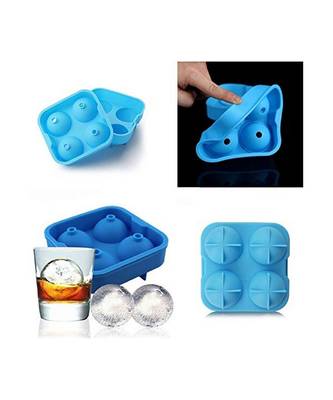 ilicone Spherical 4 Round Ball Whiskey Ice Cube Tray Maker Mold Funnel for Whiskey  Cocktails  Bourbon (Multi Color) 7