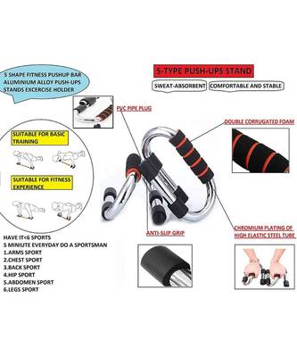 Push Up Bar Strong S Shape Chrome Steel Pushup Stand 6