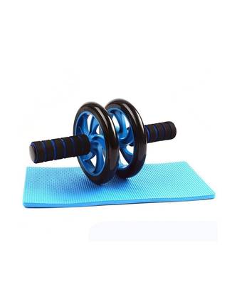 Anti Skid Double Wheel Total Body AB Roller with Thick Knee Pad Mat Exerciser 1
