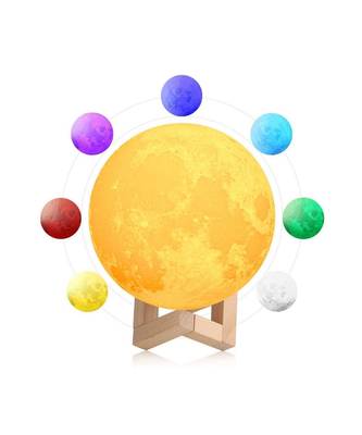 7 Multi Colors Moon Night Light Changing Touch Sensor Moon Light With Wooden Stand Night Lamp 2