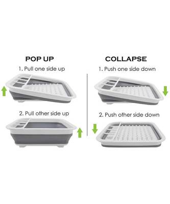 Dish Drying Drainer Rack with Spoon Storage Holder Utensil DinnerwareOrganizer Heavy Duty Plastic & Silicone (PP + TPE) 3
