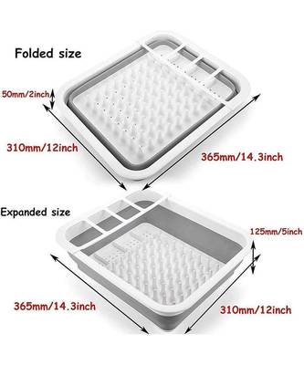 Dish Drying Drainer Rack with Spoon Storage Holder Utensil DinnerwareOrganizer Heavy Duty Plastic & Silicone (PP + TPE) 7