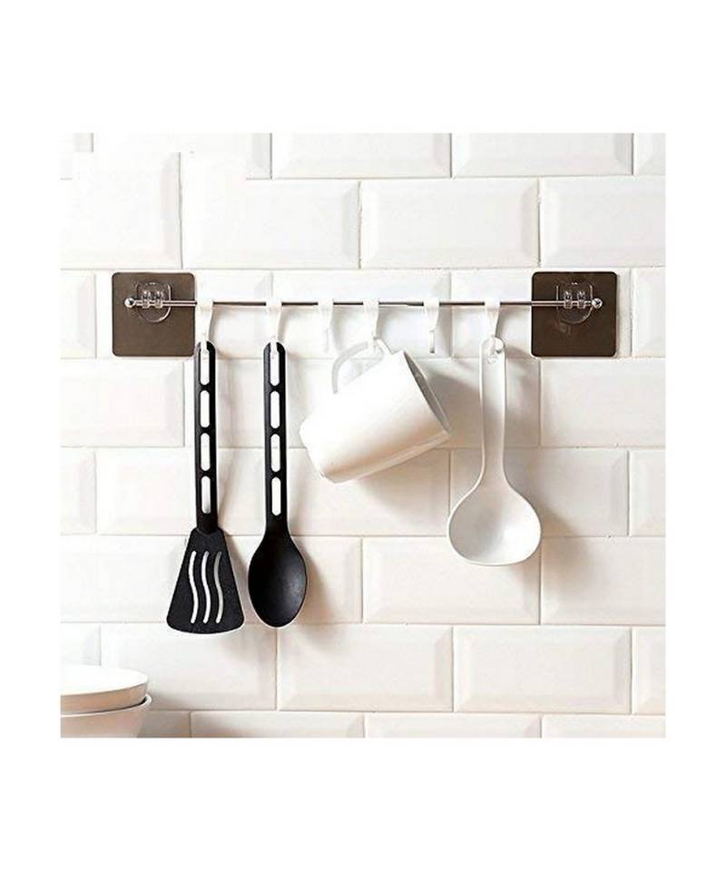 Magic Sticker Series Self Adhesive Bathroom Towel Hanger Hook Kitchen Hanger Hooks (6 Hooks)
