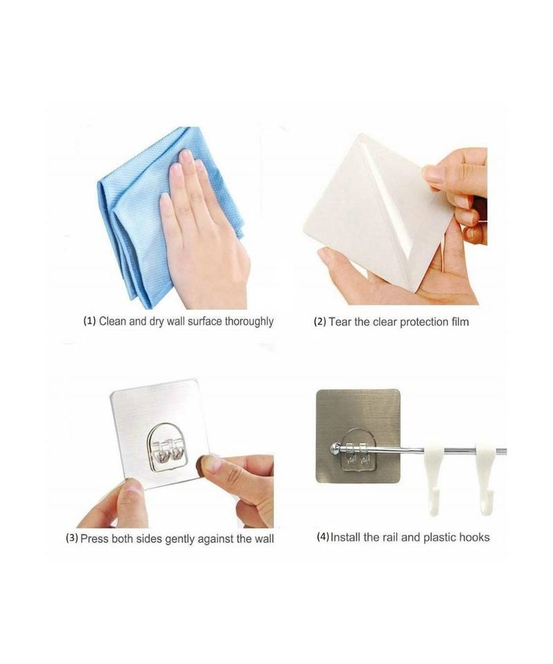 Magic Sticker Series Self Adhesive Bathroom Towel Hanger Hook Kitchen Hanger Hooks (6 Hooks)