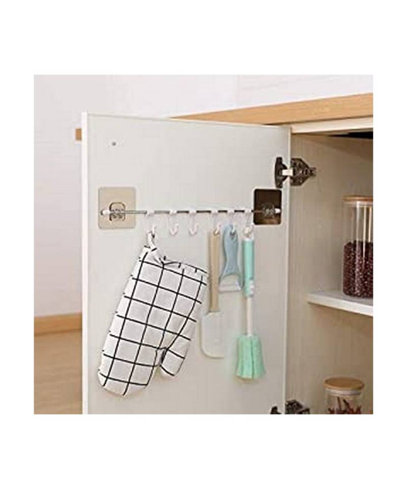 Magic Sticker Series Self Adhesive Bathroom Towel Hanger Hook Kitchen Hanger Hooks (6 Hooks)