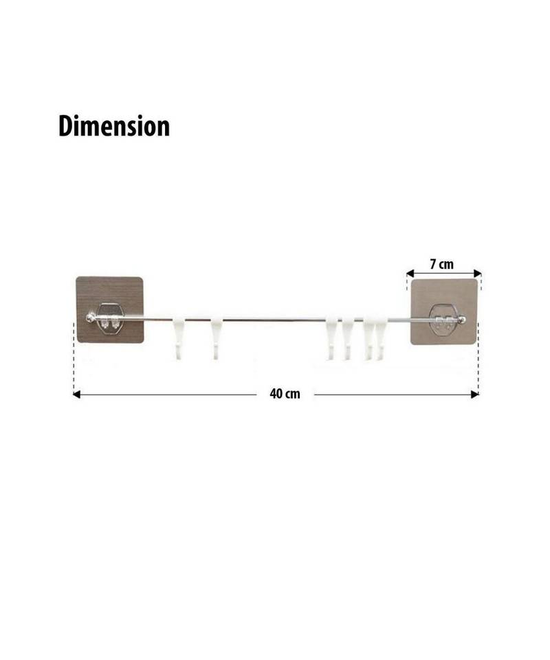 Magic Sticker Series Self Adhesive Bathroom Towel Hanger Hook Kitchen Hanger Hooks (6 Hooks)