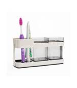 2 Cup Plastic Toothbrush Holder Toothpaste Stand Bathroom Storage Organizer With 4 Slots for Toothbrushes Shaving kit