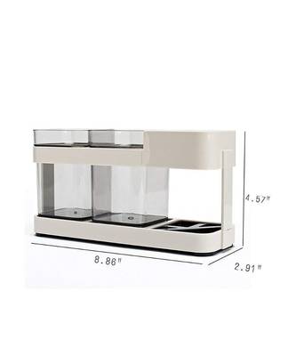 2 Cup Plastic Toothbrush Holder Toothpaste Stand Bathroom Storage Organizer With 4 Slots for Toothbrushes Shaving kit 5