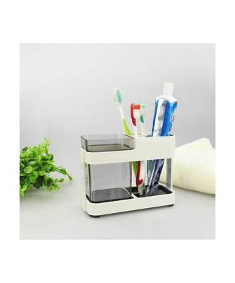 1Cup Plastic Toothbrush HolderToothpaste Stand Bathroom Storage Organizer With 4 Slots for Toothbrushes Shaving kit 2