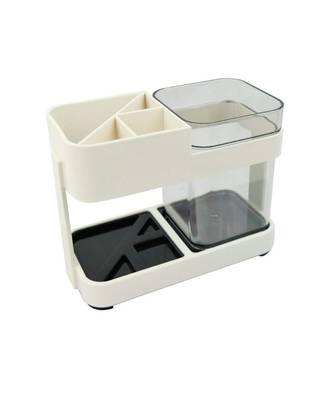 1Cup Plastic Toothbrush HolderToothpaste Stand Bathroom Storage Organizer With 4 Slots for Toothbrushes Shaving kit 3