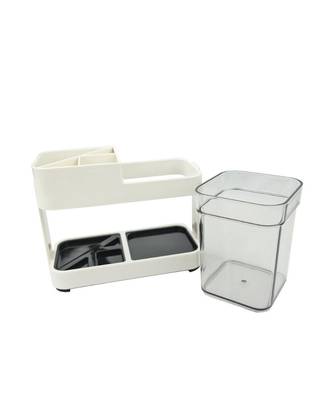 1Cup Plastic Toothbrush HolderToothpaste Stand Bathroom Storage Organizer With 4 Slots for Toothbrushes Shaving kit 4