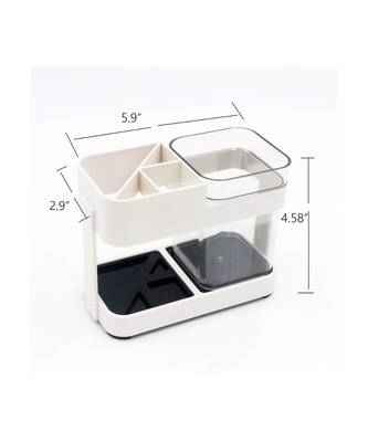 1Cup Plastic Toothbrush HolderToothpaste Stand Bathroom Storage Organizer With 4 Slots for Toothbrushes Shaving kit 5