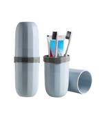Portable Capsule Shape Travel Toothbrush  Toothpaste  Toiletry and Cosmetic Holder Case (1Pc)