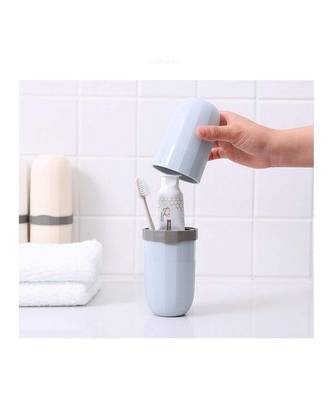 Portable Capsule Shape Travel Toothbrush  Toothpaste  Toiletry and Cosmetic Holder Case (1Pc) 6