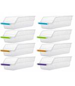 Plastic Fridge Shelf Organizer Rack Space Saver Food Storage Basket  Multi Color (Pack Of 8)