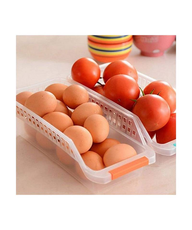Plastic Fridge Shelf Organizer Rack Space Saver Food Storage Basket  Multi Color (Pack Of 8)