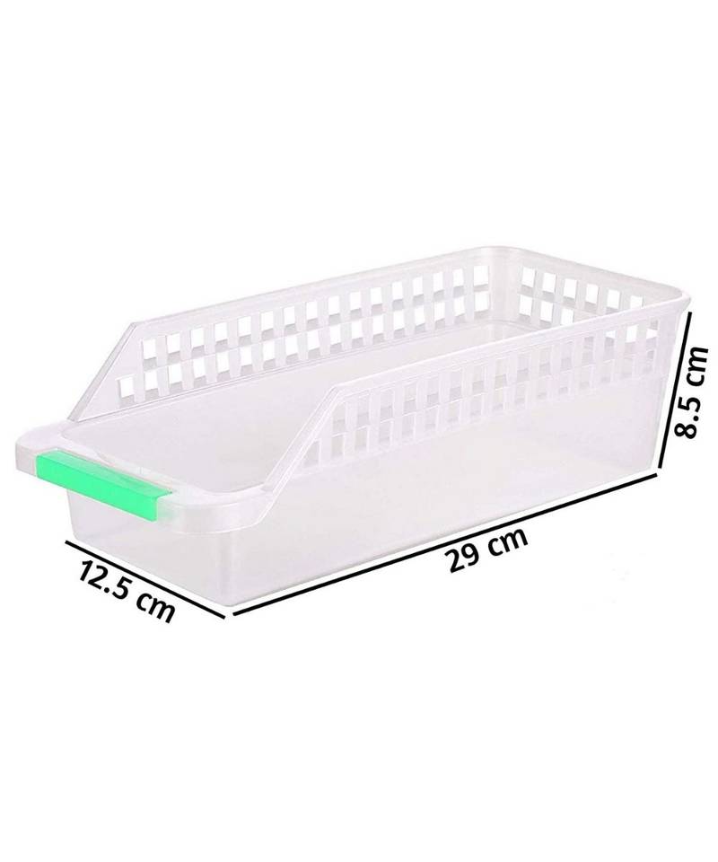 Plastic Fridge Shelf Organizer Rack Space Saver Food Storage Basket  Multi Color (Pack Of 8)