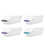 Plastic Fridge Shelf Organizer Rack Space Saver Food Storage Basket  Multi Color (Pack Of 4)