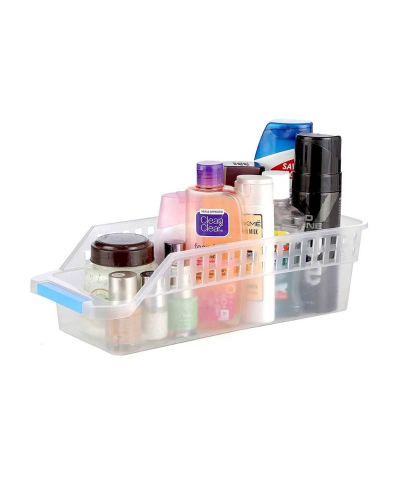 Plastic Fridge Shelf Organizer Rack Space Saver Food Storage Basket  Multi Color (Pack Of 4)