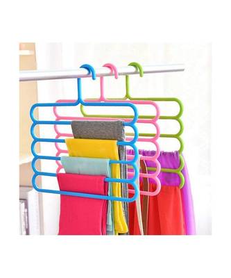 Plastic 5 Layer Multipurpose Clothes Hanger  Space Saving Multi Layer (pack of 6) 2