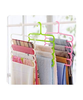 Plastic 5 Layer Multipurpose Clothes Hanger  Space Saving Multi Layer (pack of 6) 4