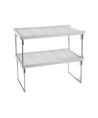 Multi Purpose Steel and Plastic Foldable Rack for Kitchen and Office Shelf (White  2 pcs) 1