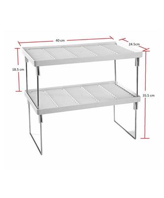 Multi Purpose Steel and Plastic Foldable Rack for Kitchen and Office Shelf (White  2 pcs) 5