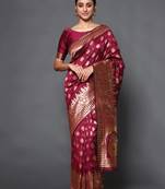 Glemora Wine Beautiful Ethnic Wear Silk Blend  Traditional Saree