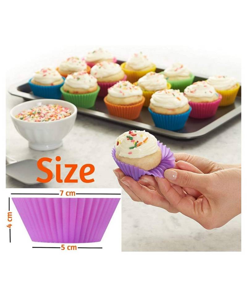 Round Silicon Moulds for Cupcake  Jelly and Muffin | Microwave Oven and OTG Baking Mould