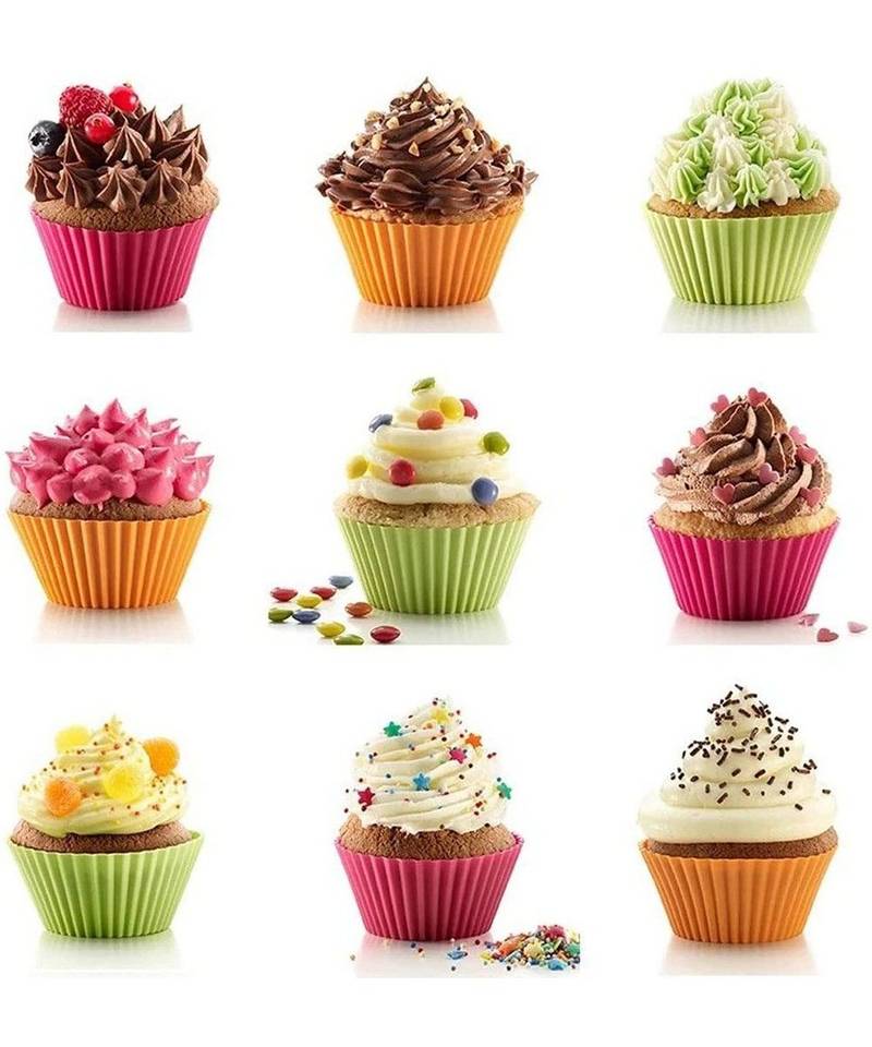 Round Silicon Moulds for Cupcake  Jelly and Muffin | Microwave Oven and OTG Baking Mould