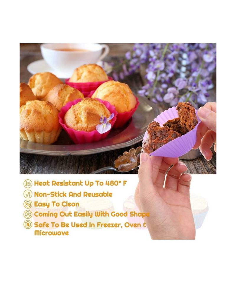 Round Silicon Moulds for Cupcake  Jelly and Muffin | Microwave Oven and OTG Baking Mould