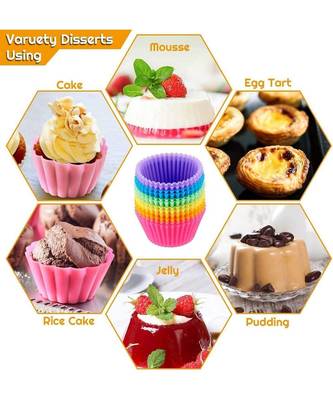 Round Silicon Moulds for Cupcake  Jelly and Muffin | Microwave Oven and OTG Baking Mould 6
